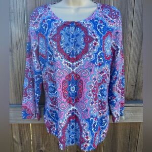 Talbots Petites Paisley Button-Down Cardigan Sweater - Size LP